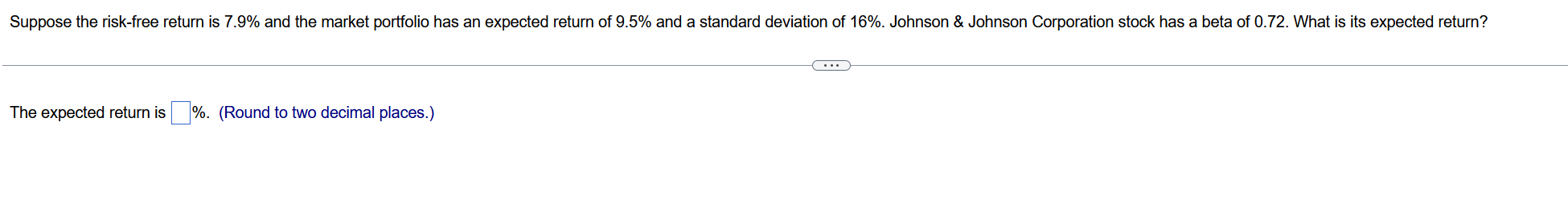 The expected return is %. (Round to two decimal places.)
