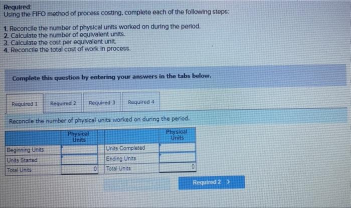 materials, 90% for conversion) Direct materials Conversion cost Number of units started