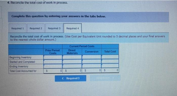 method of process costing, complete each of the following steps: 1. Reconcile