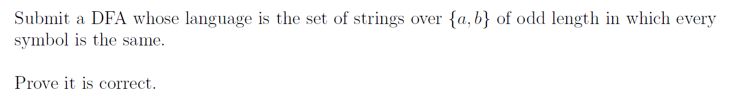  Submit a DFA whose language is the set of strings over