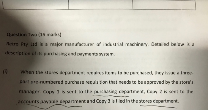  Question Two (15 marks) Retro Pty Ltd is a major manufacturer