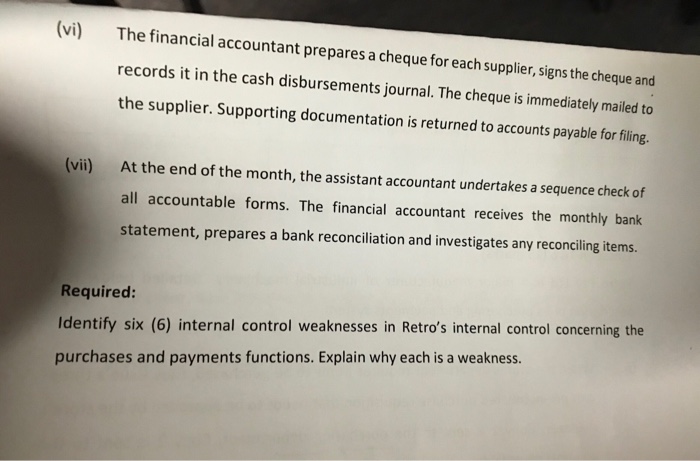 payments system. ()When the stores department requires items to be purchased, they