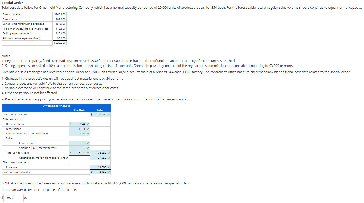 Need help with part b. Notes: 1. Beyond normal capacity, fixed overhead