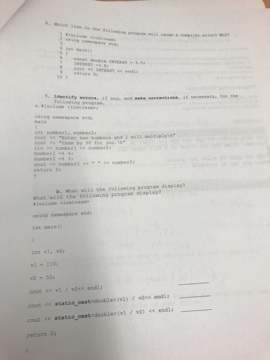  3. Which line in the following program 1 include > numberl