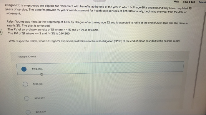  Save & Exit Submir Help Oregon Co's employees are eligible for