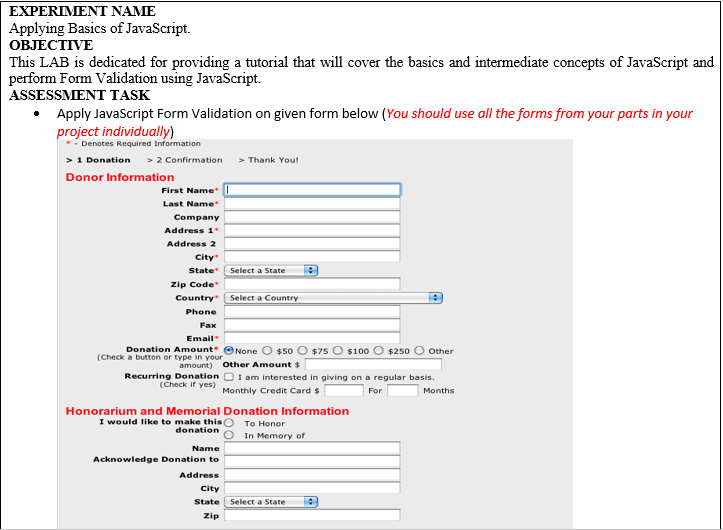  EXPERIMENT NAME Applying Basics of JavaScript. OBJECTIVE This LAB is dedicated