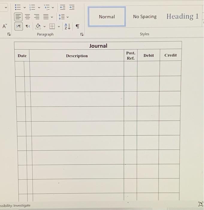 1. Create journal entries for the following transactions: 2. Draw up a