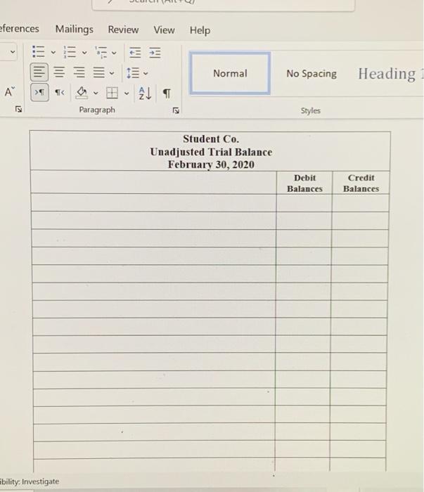 all T-accounts 4. Prepare an unadjusted trial balance. Transactions: February, 1: Student