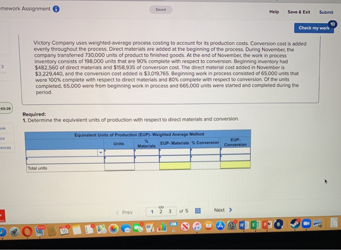  mework Assignment Help Save & Exit Submit Check my work Victory