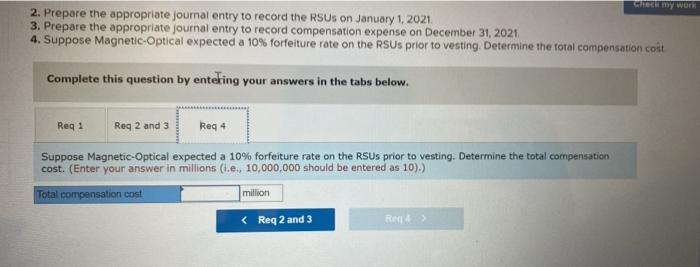 January 1, 2021. granted restricted stock units (RSUS) representing 4 million of