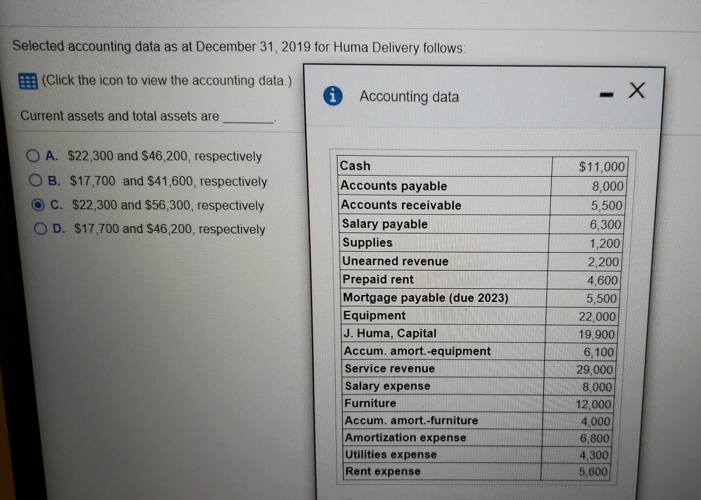  Selected accounting data as at December 31, 2019 for Huma Delivery