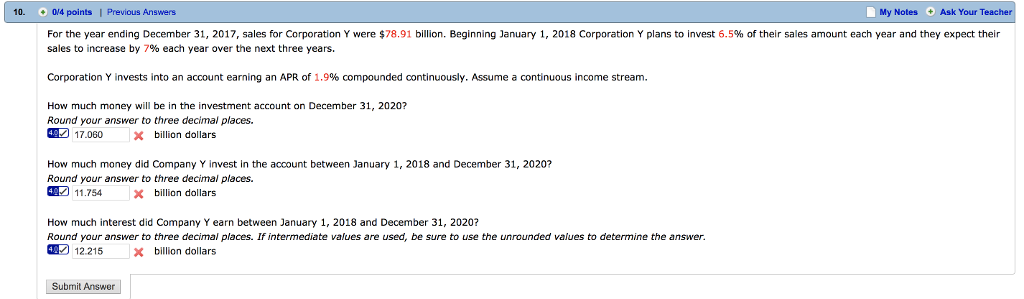 10. 0/4 points | Previous Answers My Notes Ask Your For