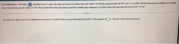 help solve please solve the damn problem U.S. Dellar-Euro. The table. indicates
