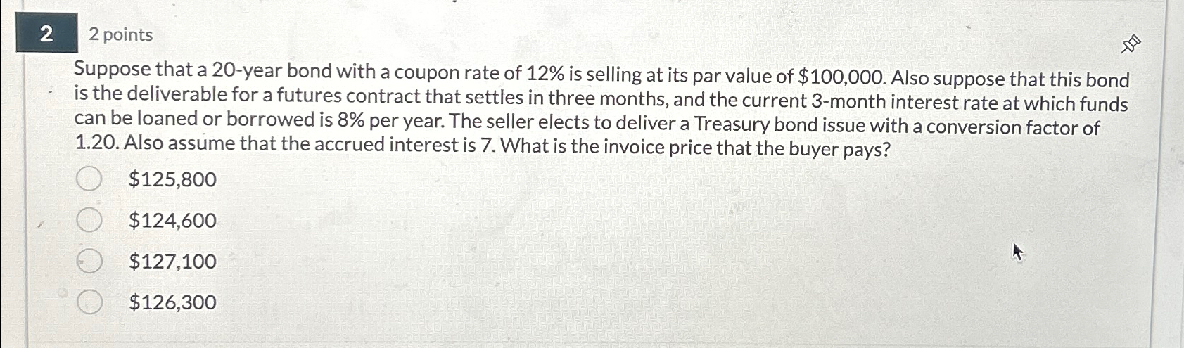  2 2 points Suppose that a 20-year bond with a coupon