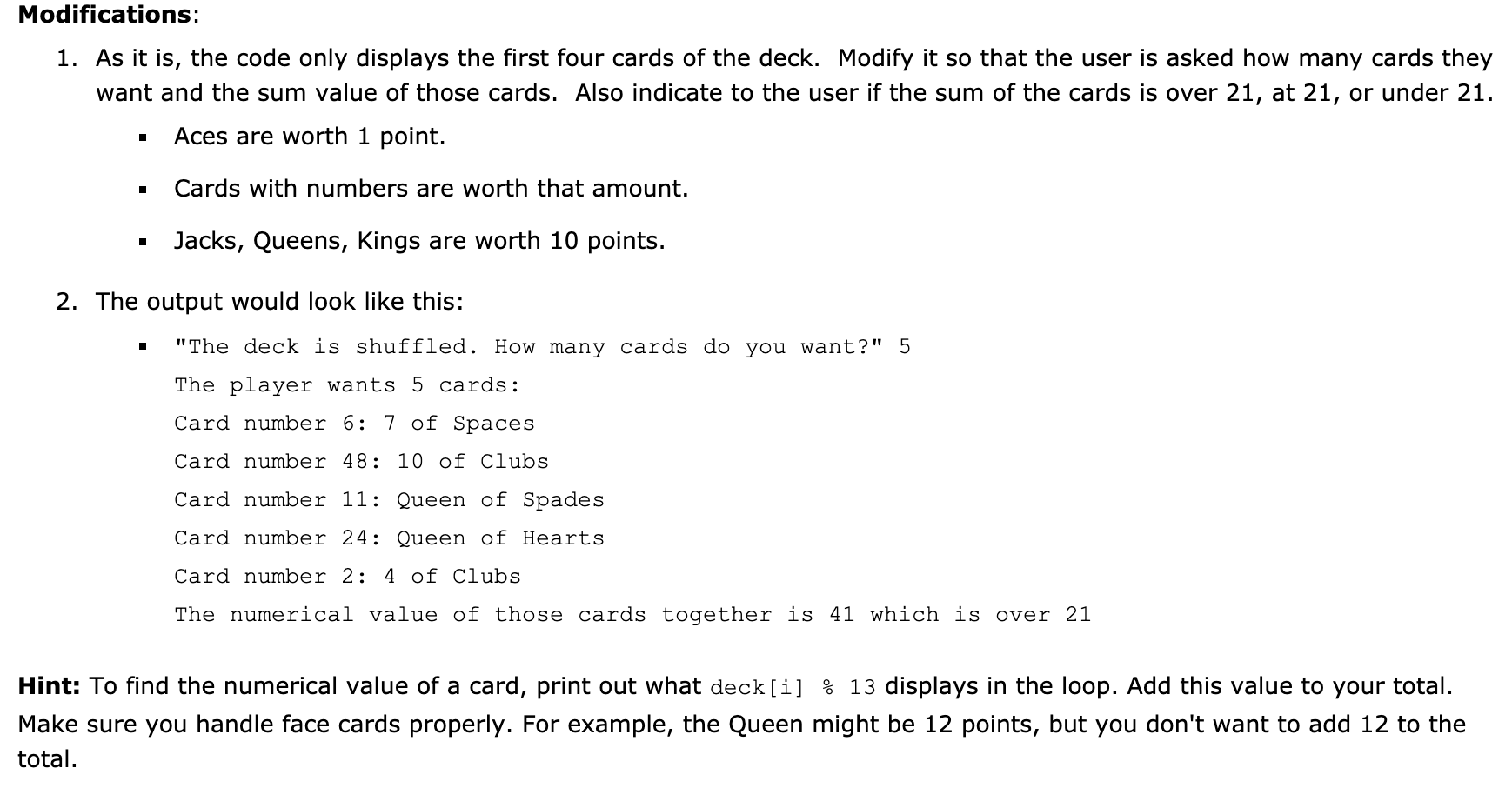 Modifications: 1. As it is, the code only displays the first
