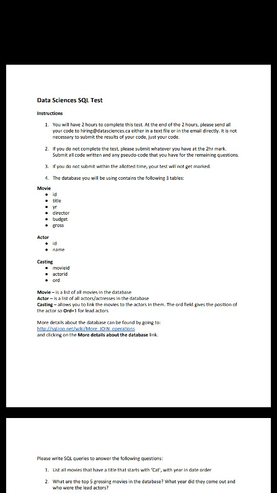  link for more detail on database below: http://sqlzoo.net/wiki/More_JOIN_operations Data Sciences SQL