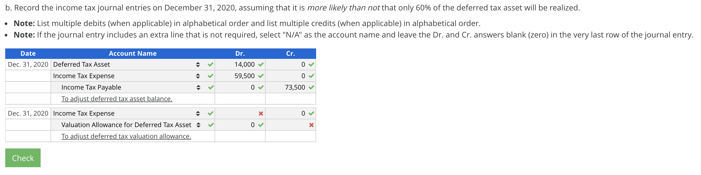 Deferred Tax Allowance Allied Corp. has a deferred tax asset balance of