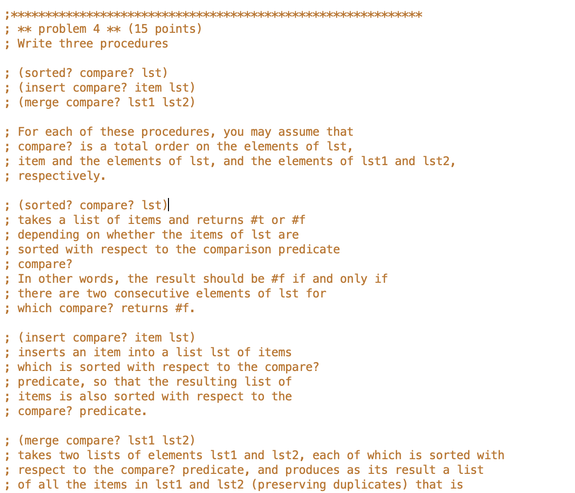 answer must be in racket *** ***** ; ** problem 4 **