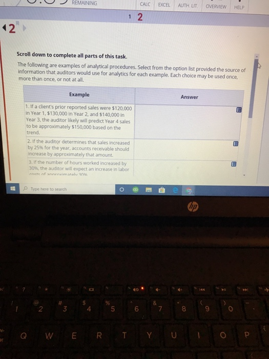  REMAINING CALC EXCEL AUTH LIT OVERVIEW HELP 2 1 2 Scroll