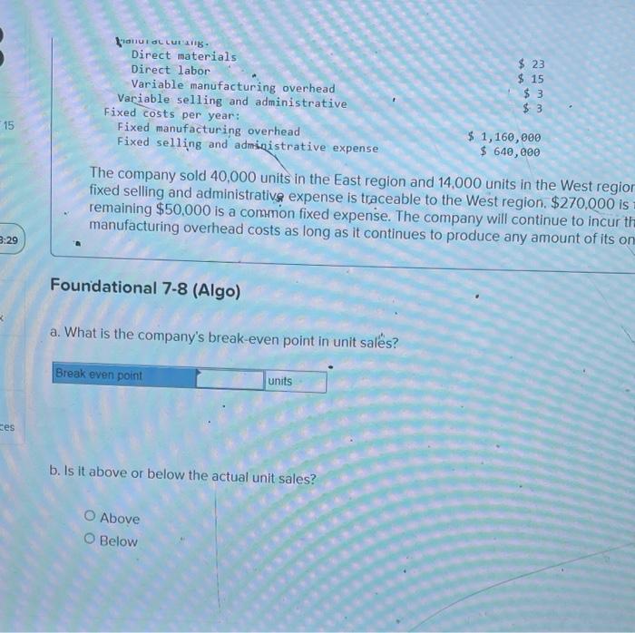 58,000 units and sold 54,000 units 49 Variable costs per unit: Manufacturing: