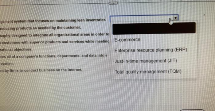 to the appropriate statement. Some terms may be used more than once.