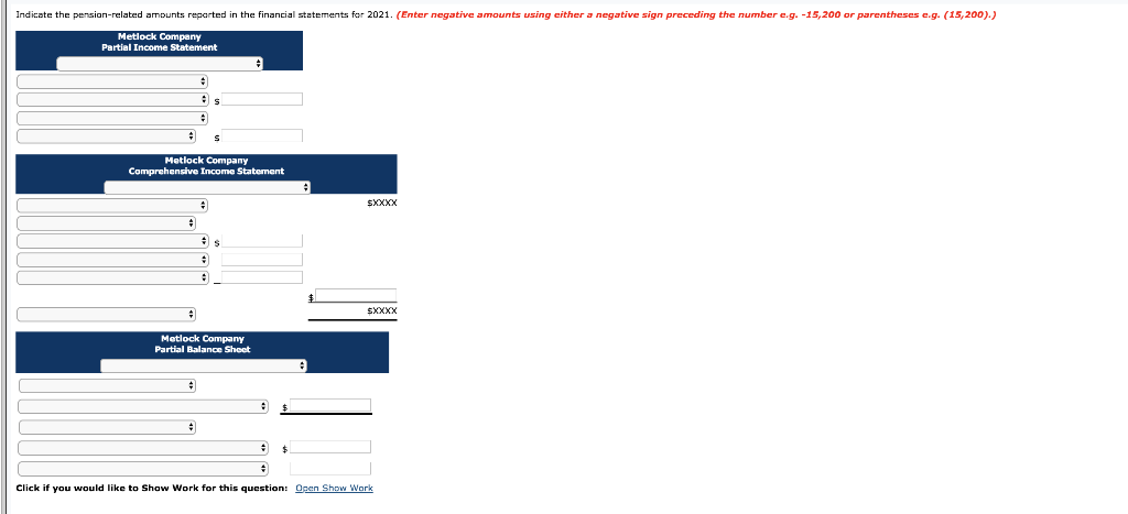 assets $201,400; projected benefit obligation $251.000. Other data relating to 3 years'