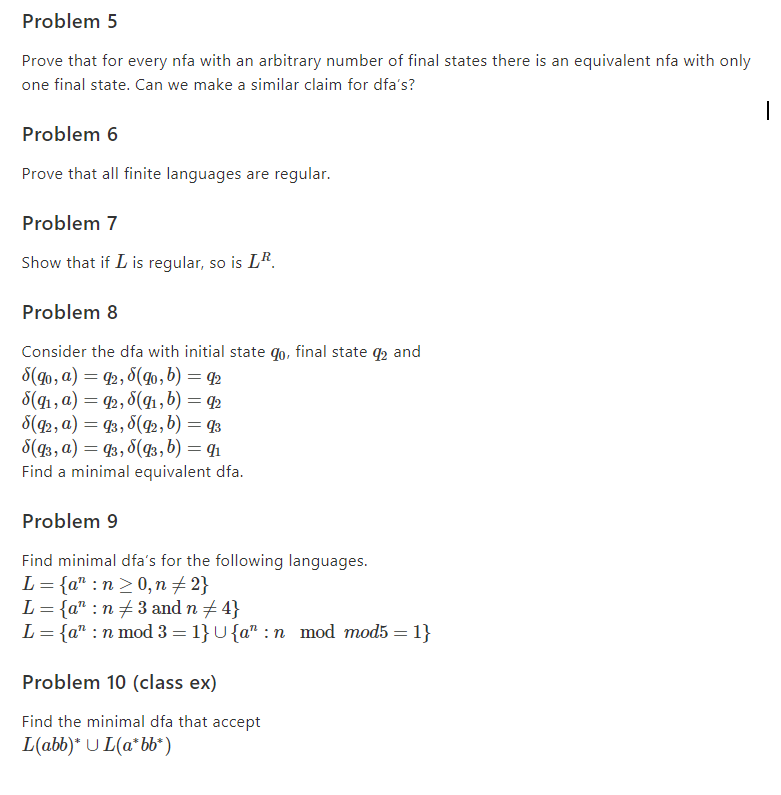  Problem 5 Prove that for every nfa with an arbitrary number
