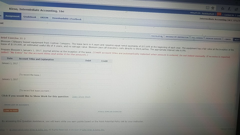  Kieso, Intermediate Accounting, 16e Intermediate Accounting (ACC 371/3 Assignment Gradebook ORION