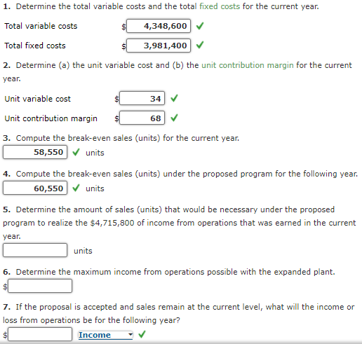 show full process. Break-Even Sales Under Present and Proposed Conditions Darby Company,