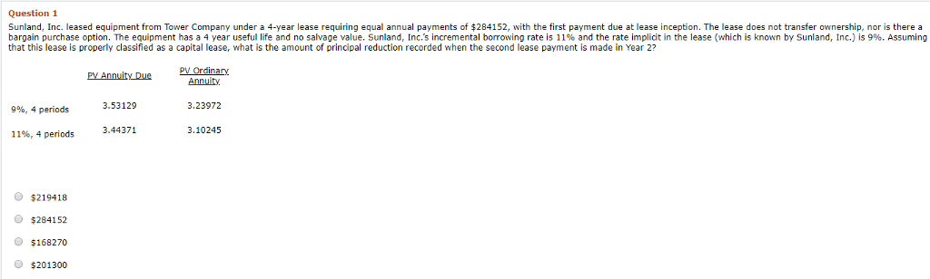 Please help with question above Question 1 Sunland, Inc. leased equipment from