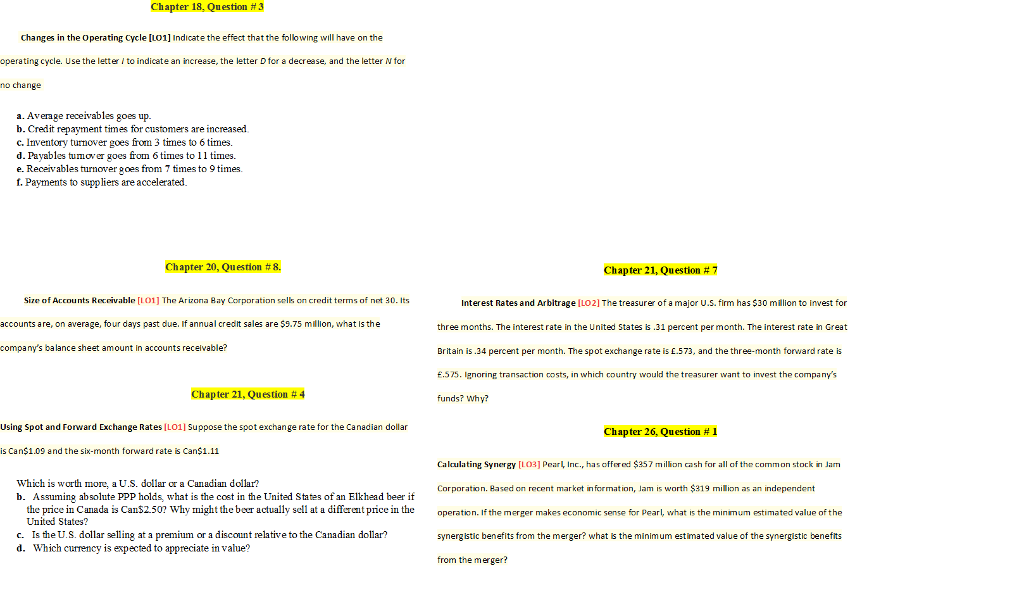 Ch. 18: Questions 3 & 11 (Questions and Problems section) Ch. 20: