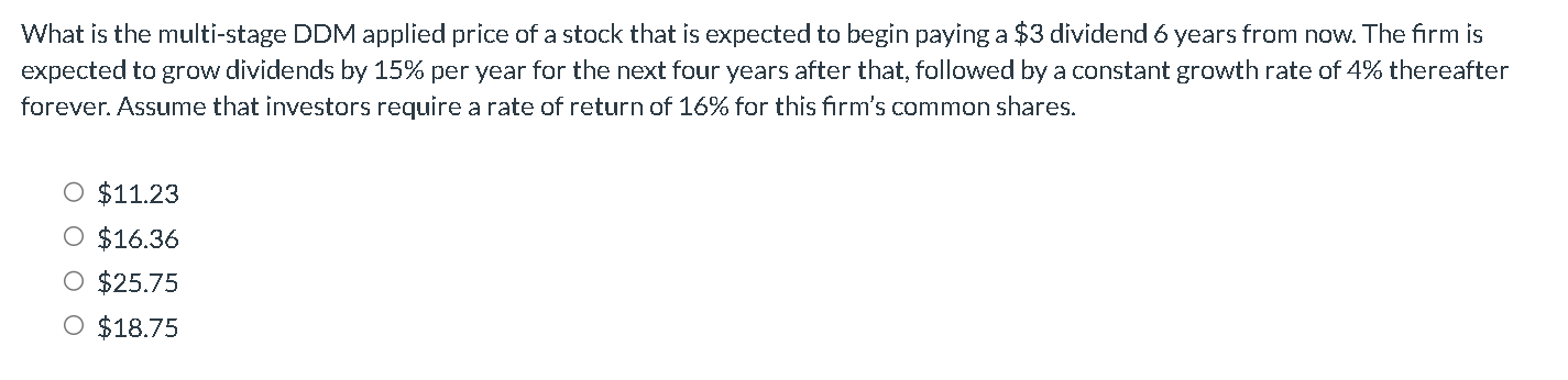 Please answer asap, will upvote! What is the multi-stage DDM applied price