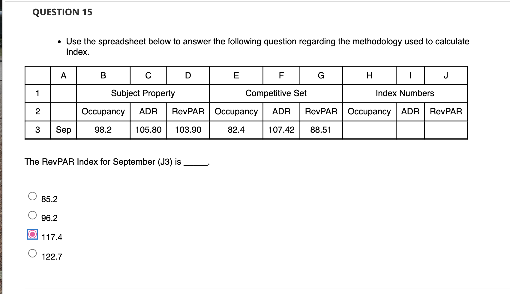 - Use the spreadsheet below to answer the following question regarding