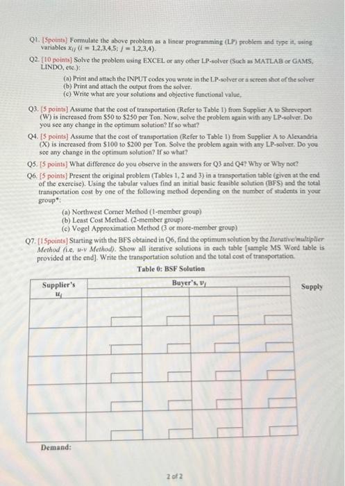 be very detailed in solution and please put excel forumlas Q1. [Spoints]