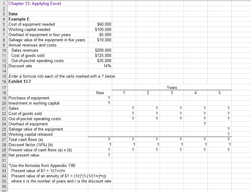 1 Chapter 13: Applying Excel 3 Data 4 Example E 5
