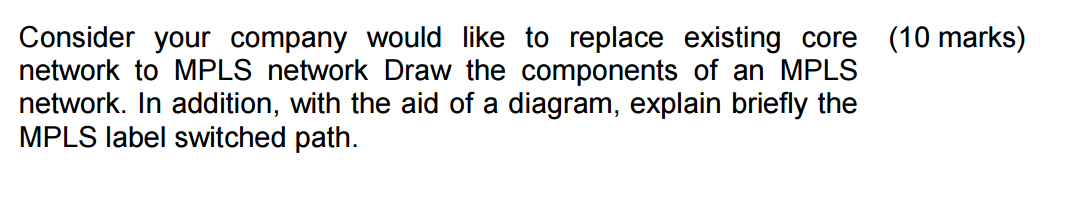  Consider your company would like to replace existing core (10 marks)