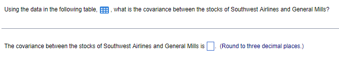 Q6 Q3 Using the data in the following table, , what is