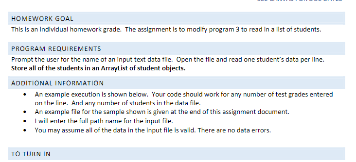 Program 3 which is to modify: package assignment1; import java.util.ArrayList; import java.util.Scanner;