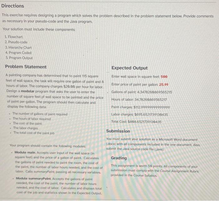in java please. no need for a hierarchy chart!! This exercise requires