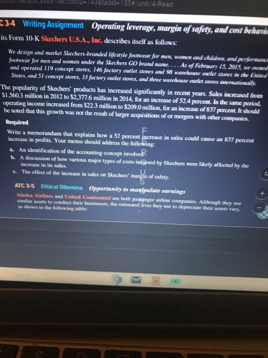  US WELDSDA! SECTION = /43&tabid=155=/unit/4/Read C3-4 Writing Assignment Operating leverage, margin