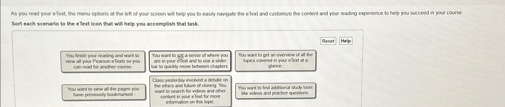  Sort each scenario to the e Text icon that will help