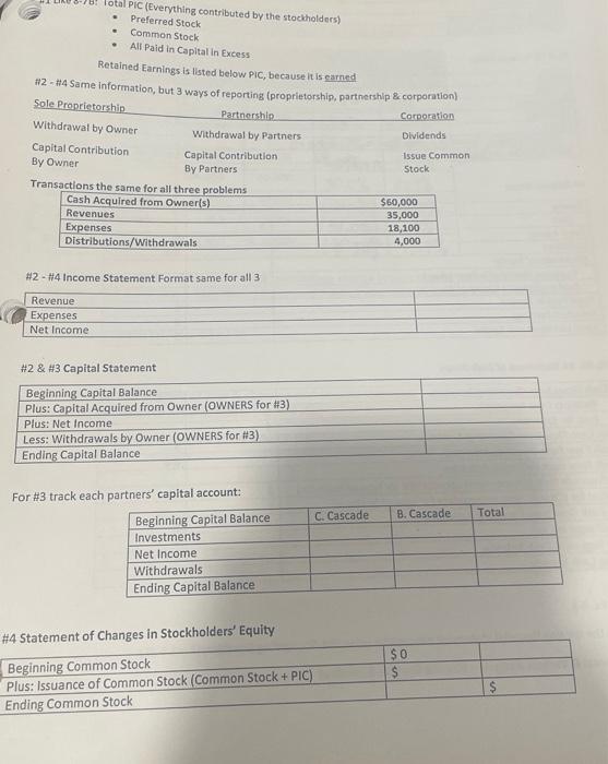 help please. a little confused. otal PIC (Everything contributed by the stockholders)
