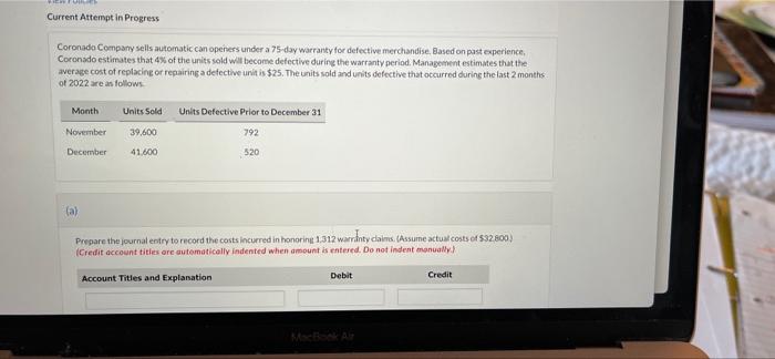  Current Attempt in Progress Coronado Company sells automatic can openers under