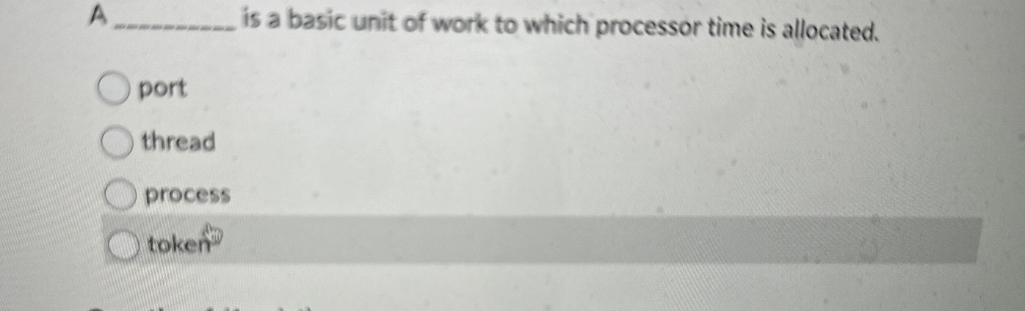  A q, is a basic unit of work to which processor
