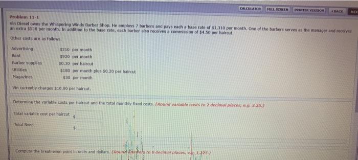  CALCULATOR FULL SCREEN PRINTER VERIDON NEX Problem 11-1 Vin Diesel owns