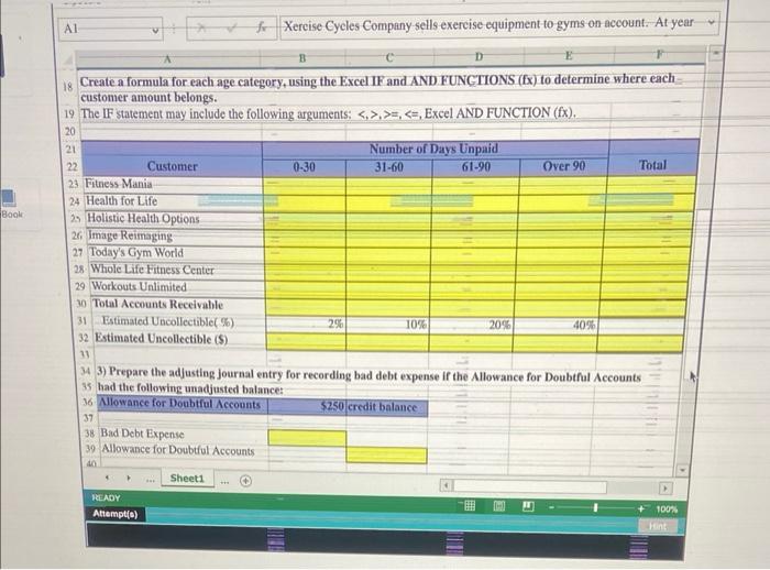 uncollected. The Controller has asked you to elp prepare the Aging of