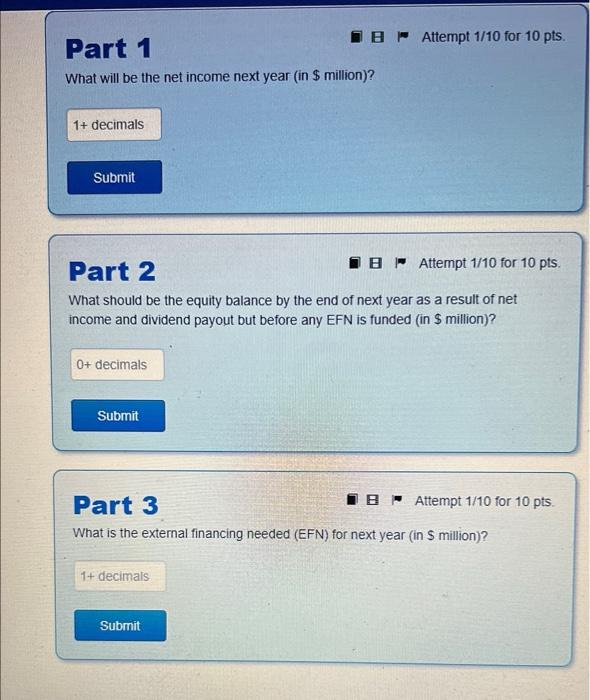 below (all numbers in $ million): Sales, costs (including depreciation), assets and