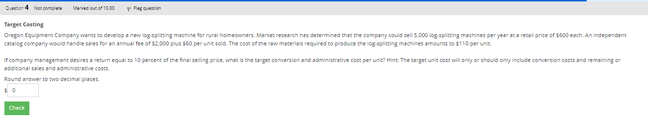 administrative costs. Round answer to two decimal places. 0 un additional sales