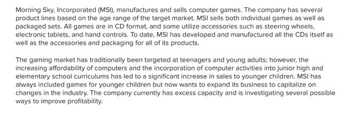  Should MSI buy the modules from MLC or continue to make