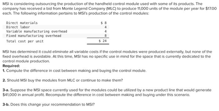 them? Morning Sky, Incorporated (MSI), manufactures and sells computer games. The company